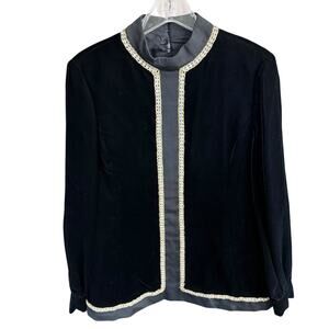 Vtg 60s Malcolm Starr Black Velvet Top With Rhinestones 14 Whimsigoth Witchy